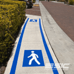 Walkway painted in Dulux RM Blue and white A1 Roadmaster