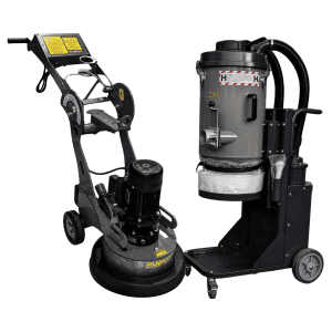 Rent 480mm concrete floor grinder with dust extractor for efficient concrete floor preparation